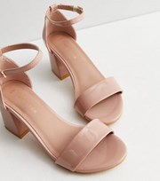 New Look Pale Pink Patent Strappy Block Heel Sandals